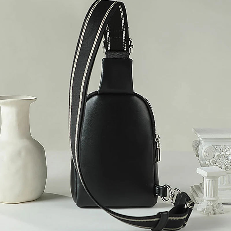 Unisex Soft Leather Crossbody Chest Waist Bag