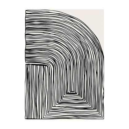 Retro Geometric Abstract Shapes Poster – Minimal Black & White Wall Art Unframed