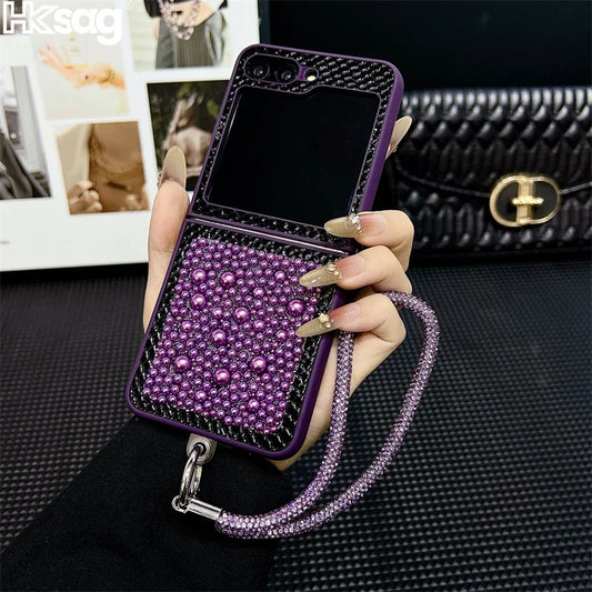 Samsung Galaxy Z Flip Case 3D Pearl Glitter – Luxury Bling Cover