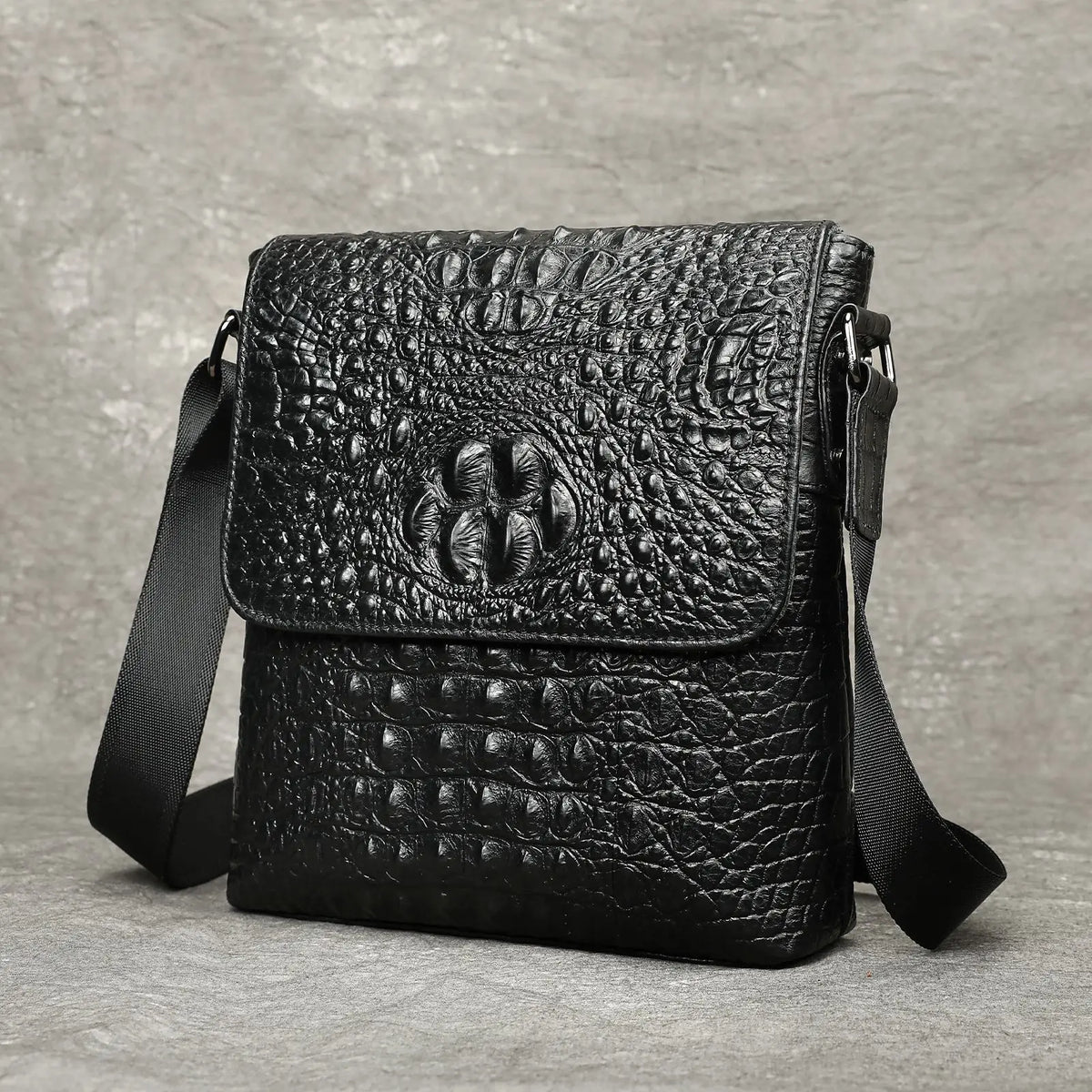 Alligator Embossed Leather Men's Crossbody Bag – Genuine Cowhide