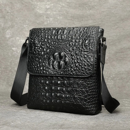 Alligator Embossed Leather Men's Crossbody Bag – Genuine Cowhide