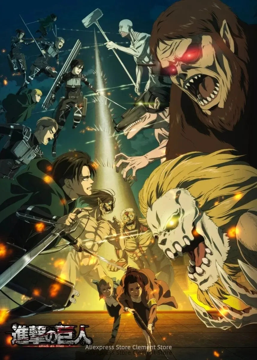 Attack on Titan Anime Wall Art Poster – Levi Ackerman & Eren Yeager Canvas Print