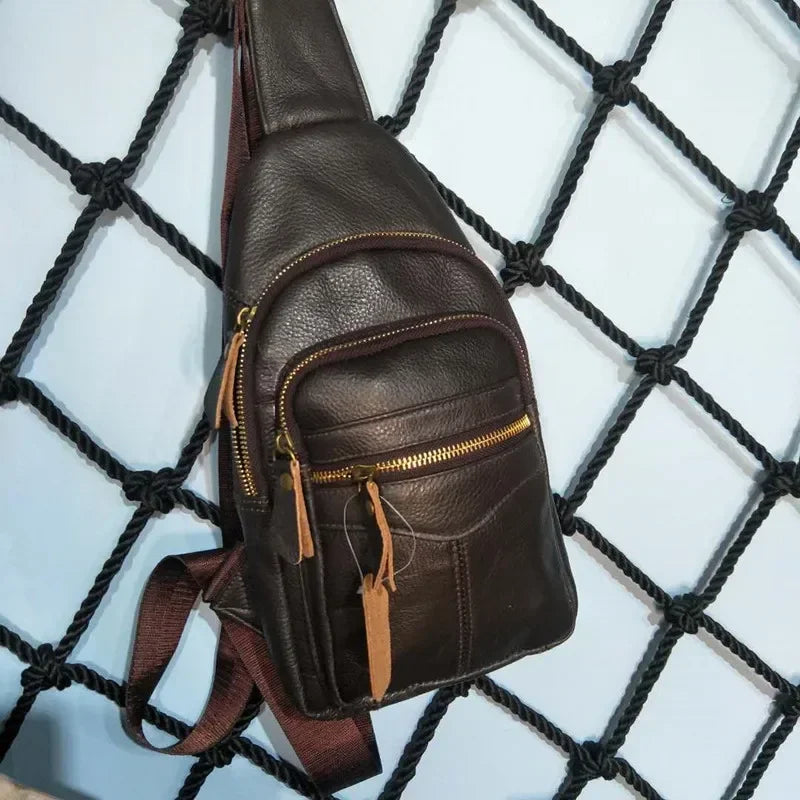 Genuine Leather Men's Sling Bag & Chest Pack