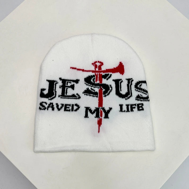 Hip Hop Letter Print Knitted Beanie Hat – Streetwear