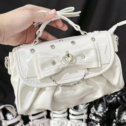 Elegant Pink Bow Rhinestone Underarm Bag