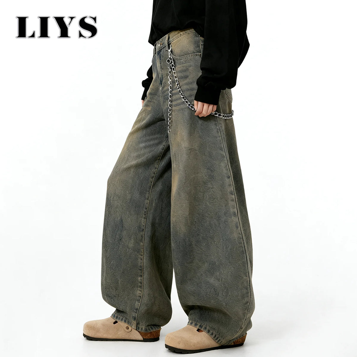 Men's Distressed Baggy Wide Leg Jeans – Y2K Streetwear