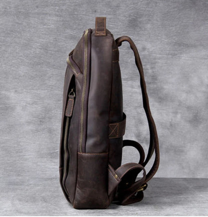 Crazy Horse Leather Backpack for Men – Vintage Laptop Rucksack
