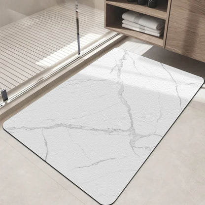 Marble Bath Mat – Non-Slip Luxury Bathroom Rug with Gold Accent
