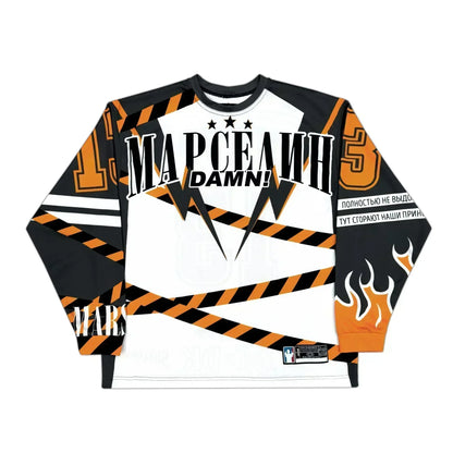 Oversized Goth Long Sleeve Baseball Jersey Shirt – Y2K Streetwear