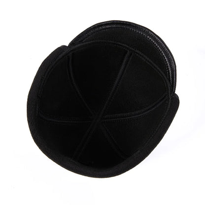 Men's Real Leather Winter Newsboy Cap with Earflaps