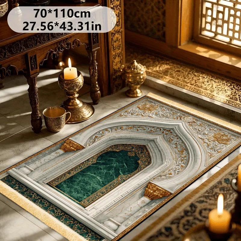Islamic Prayer Mat – Luxury Mosque Arch 3D Print with Fringe