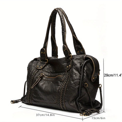 Soft Leather Retro Y2K Motorcycle Tote Bag