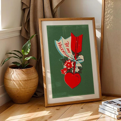 Retro Valentine's Day Wall Art Print – Be My Valentine Heart Poster