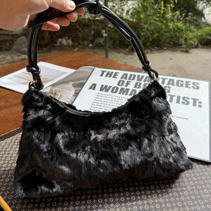 Mink Fur Shoulder Bag – Luxury Women's Crossbody Handbag