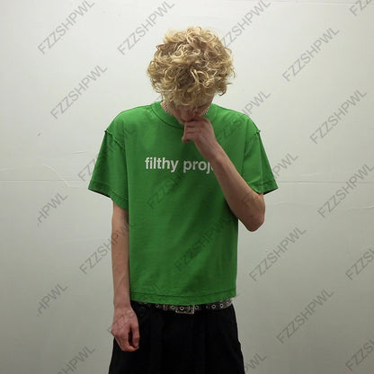 Men's Oversized Y2K Letter Print Cotton T-Shirt