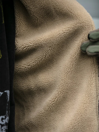 Fleece-Lined Bomber Jacket Men – Japanese Vintage Streetwear