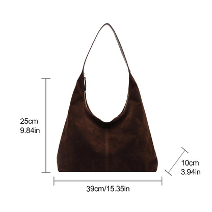 Women Suede Shoulder Bag with Zipper Hobo Bags