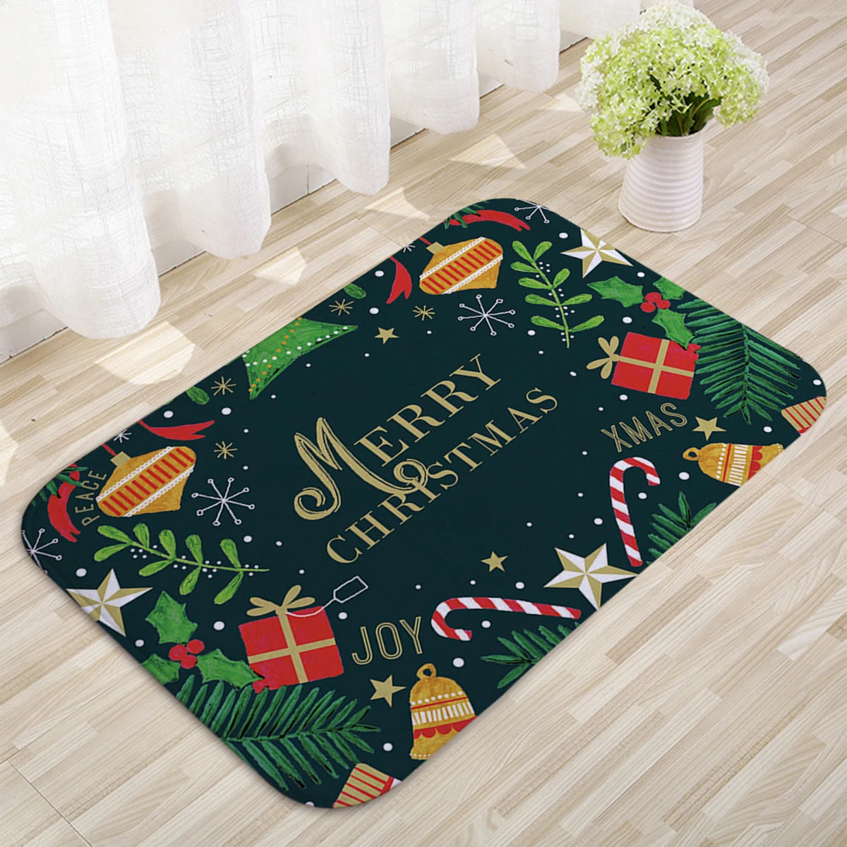 Santa Claus Christmas Doormat – Flannel Welcome Mat for Home