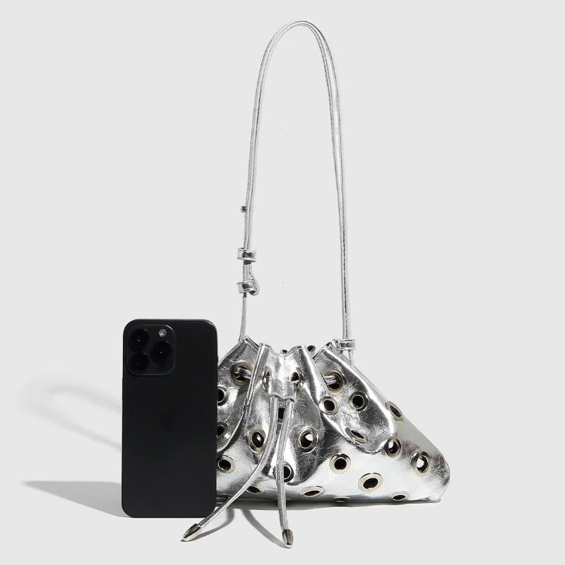 Women Metal Stud Y2k Shoulder Bag