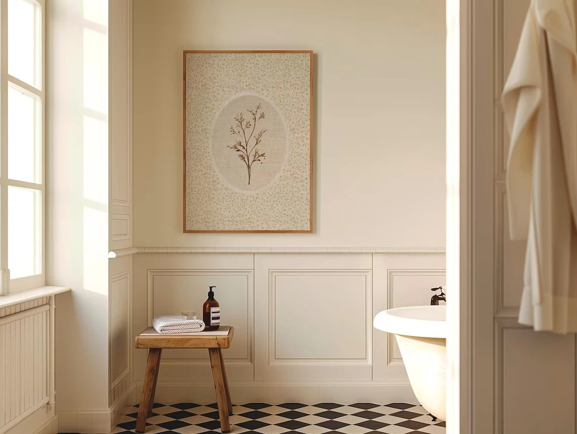 Vintage Botanical Dried Flower Wall Art Print – Retro Floral Poster