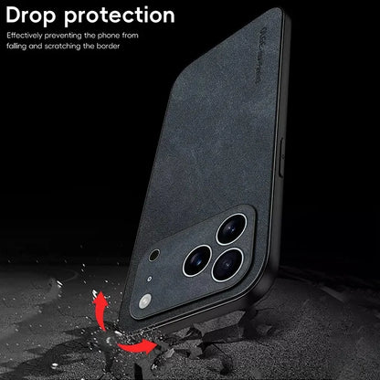 Luxury Leather iPhone Case – Sheepskin Matte Shockproof Cover