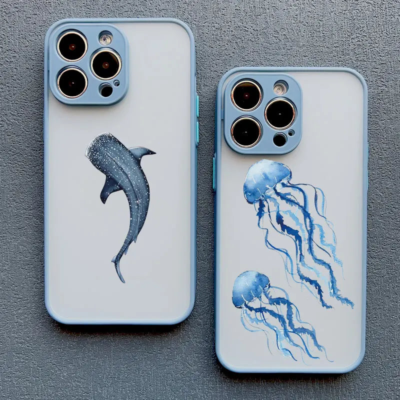 iPhone Case Ocean Wave Frosted with Camera Lens Protection