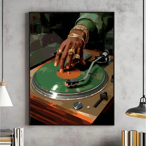 DJ Turntable Vinyl Record Wall Art Print Hip Hop Music Poster