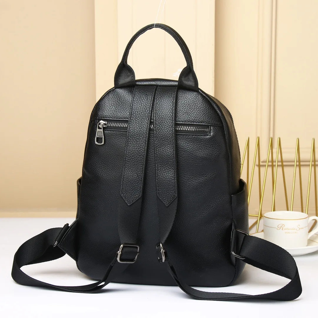 Genuine Leather Women's Mini Backpack – Compact Daily Bag