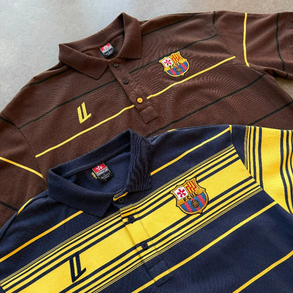 Y2K Striped Polo Shirt – Retro Embroidered Logo Unisex Tee