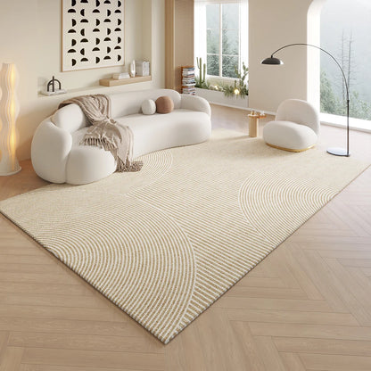 Cream Minimalist Area Rug – Soft Textured Living Room Carpet