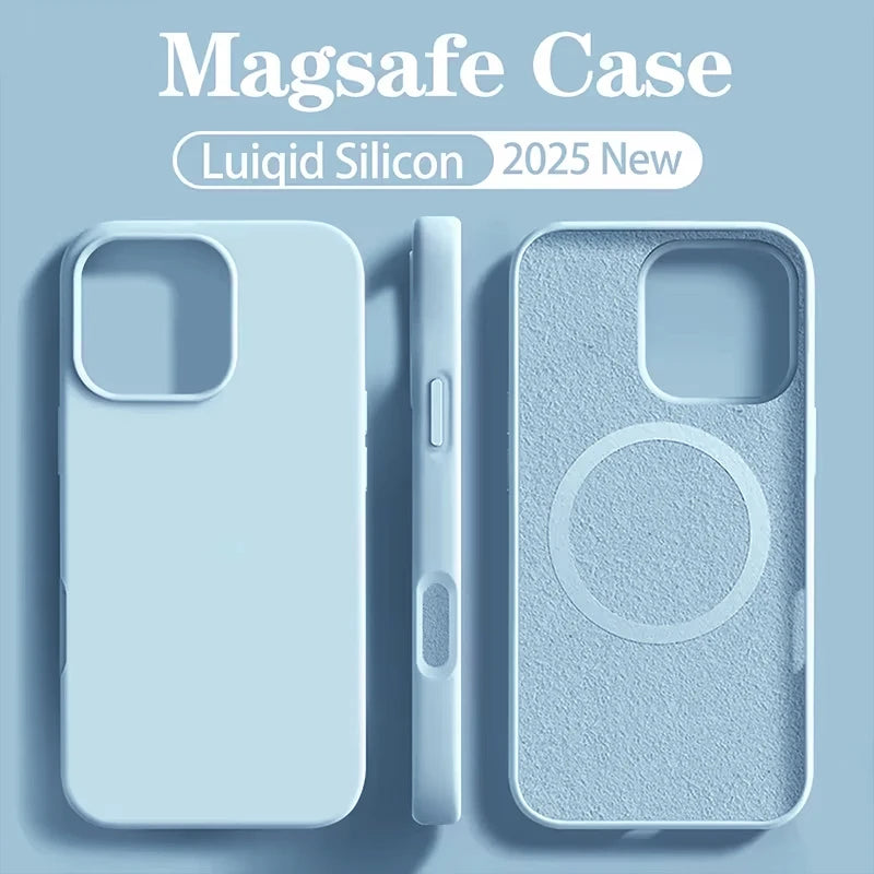 Original Magsafe Liquid Silicone Phone Case Iphone 17 16 14 15 Plus 13 Pro Max Wireless Charge