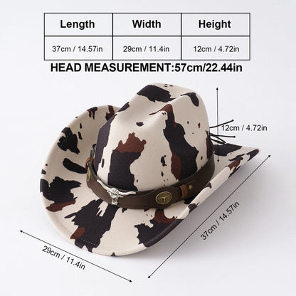 Cowgirl Hat Wide Brim – Cow Print Western Cap Women Men