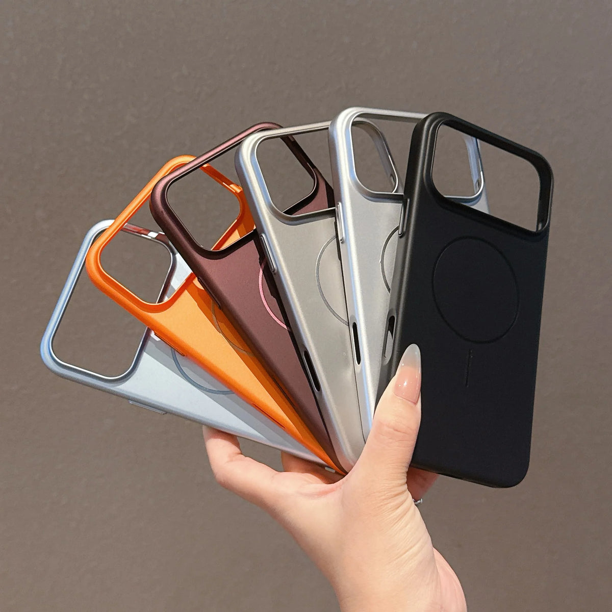Metallic MagSafe iPhone Case – Ultra-Thin Glossy PC Cover for iPhone 11–17 Series