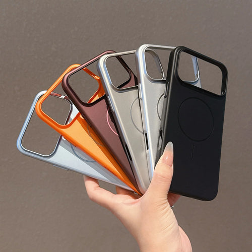 Metallic MagSafe iPhone Case – Ultra-Thin Glossy PC Cover for iPhone 11–17 Series