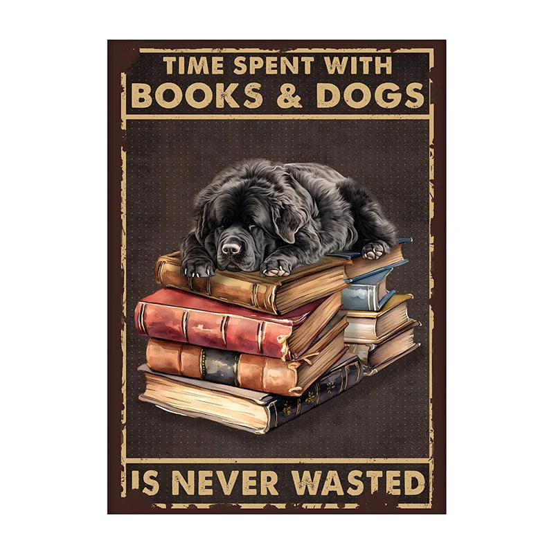 Time Spent With Books & Dogs Is Never Wasted – Dog Lover Poster