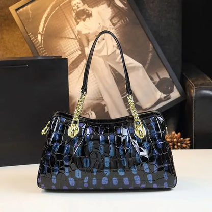 Alligator Pattern Patent Leather Crossbody Bag for Women