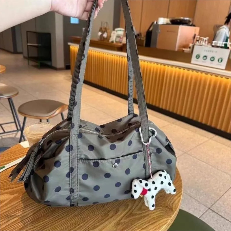 Sweet Cute Polka Dot Handbag Women Large Capacity Nylon Lightweight