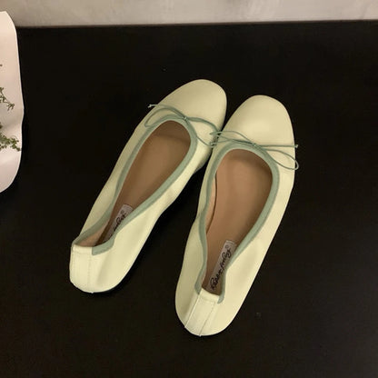 Women's Ballet Flat Shoes with Bow – Elegant Slip-On Flats