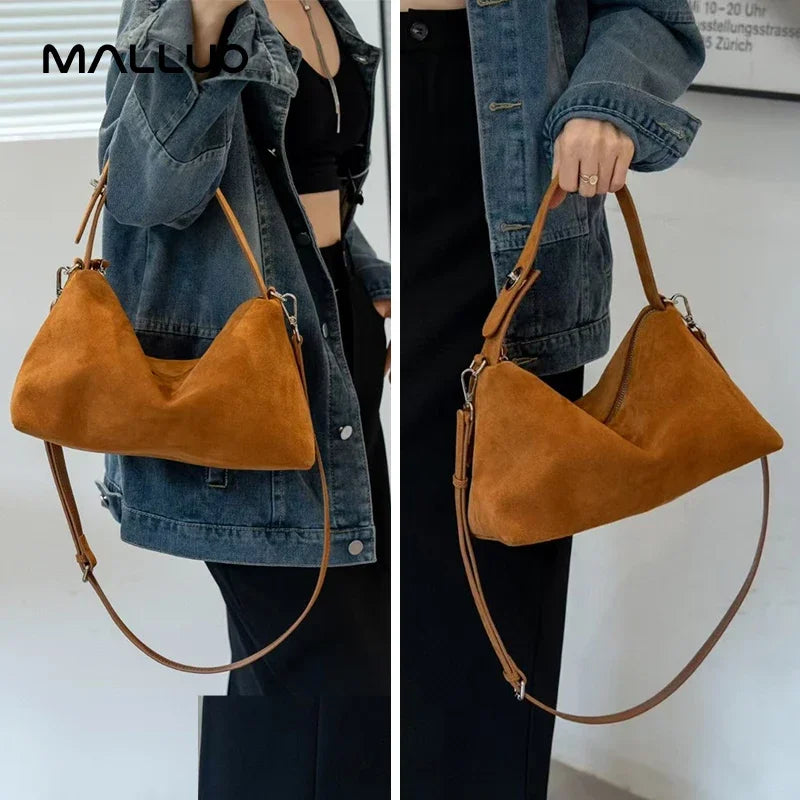 Women's Suede Cow Leather Shoulder Bags
