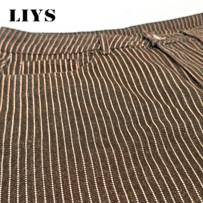 Vertical Striped Jacquard Wide Leg Jeans – British Retro Style