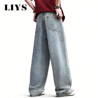 Baggy Wide Leg Ripped Jeans – Men's Oversized Streetwear Denim