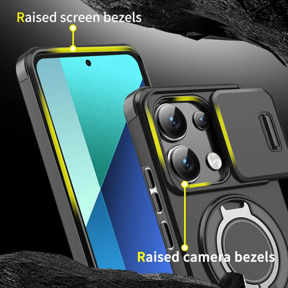 Magnetic Ring Stand Case for Redmi Note 13 Pro 5G 4G | Slide Camera Cover
