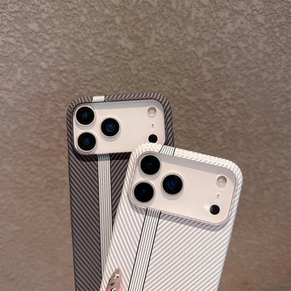 Carbon Fiber Stripe Hard iPhone Case – Kevlar Texture Cover