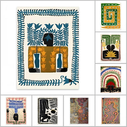 Abstract Tribal Vintage Poster Print – Retro Boho Canvas Wall Art