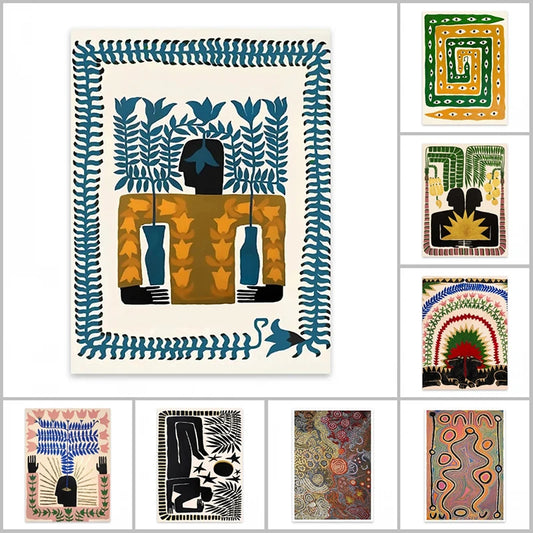 Abstract Tribal Vintage Poster Print – Retro Boho Canvas Wall Art