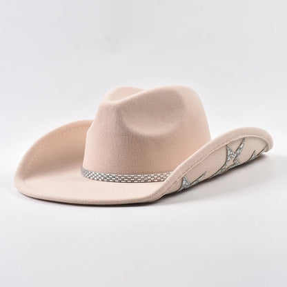 Rhinestone Star Cowgirl Hat – Wide Brim Western Cowboy Hat for Women