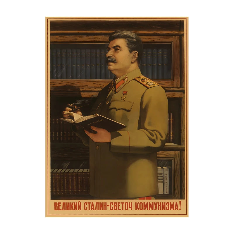Soviet USSR Vintage Propaganda Poster – Stalin Portrait Retro Wall Art Print