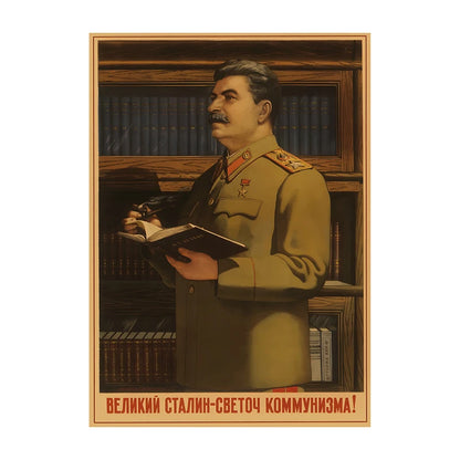 Soviet USSR Vintage Propaganda Poster – Stalin Portrait Retro Wall Art Print