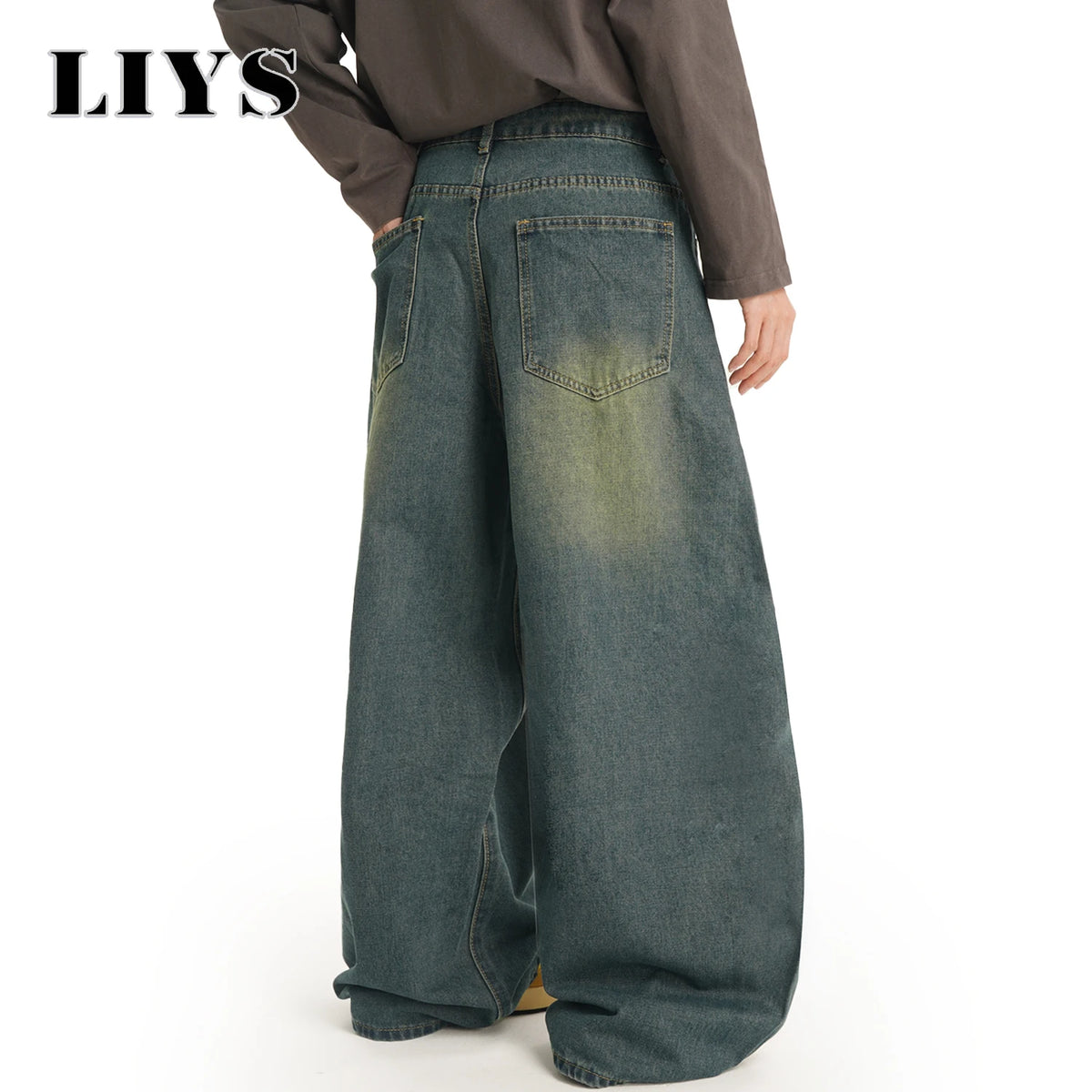 Men S American Retro Machete Wide-Leg Denim Pants Baggy Jeans Vintage Cut Curved Knife Loose Fit