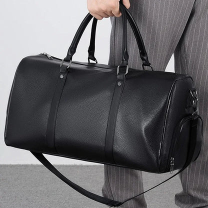 Leather Duffle Bag Men Large Capacity Vintage Travel Bag